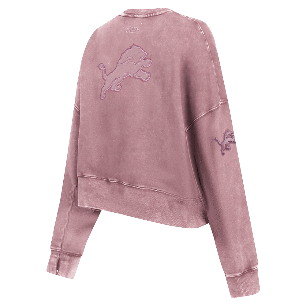 NFL DETROIT LIONS WASHED CLASSIC CHANDAIL À COL ROND EN MOLLETON FRANÇAIS DÉLAVÉ À L'ENZYME POUR FEMME (MAUVE DÉLAVÉ)