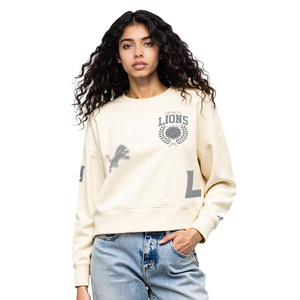 NFL DETROIT LIONS STREET TEAM WOMEN'S FLC CREWNECK (EGGSHELL)