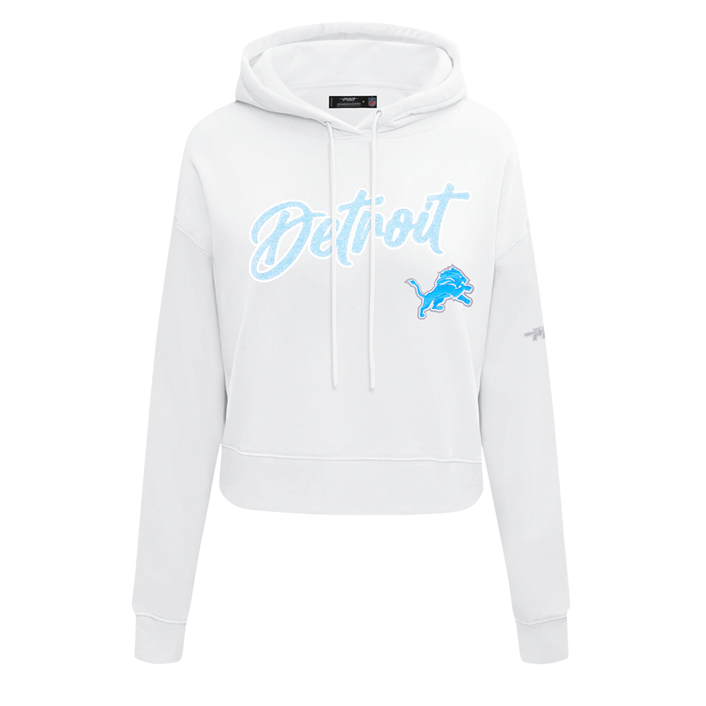 NFL DETROIT LIONS TEAM CRYSTALLINE CHANDAIL À CAPUCHON COURT POUR FEMME (BLANC)