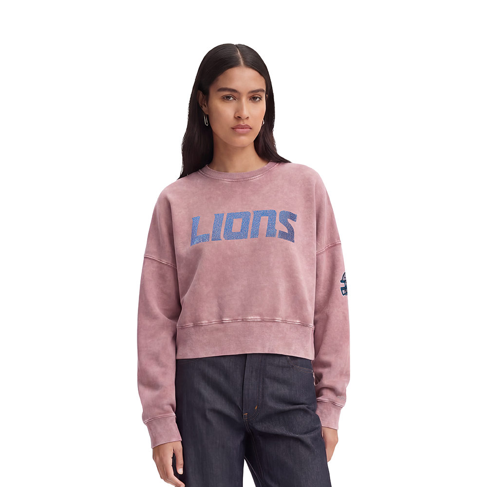 NFL DETROIT LIONS CHANDAIL OUATÉ À COL ROND POUR FEMME (MAUVE DÉLAVÉ)
