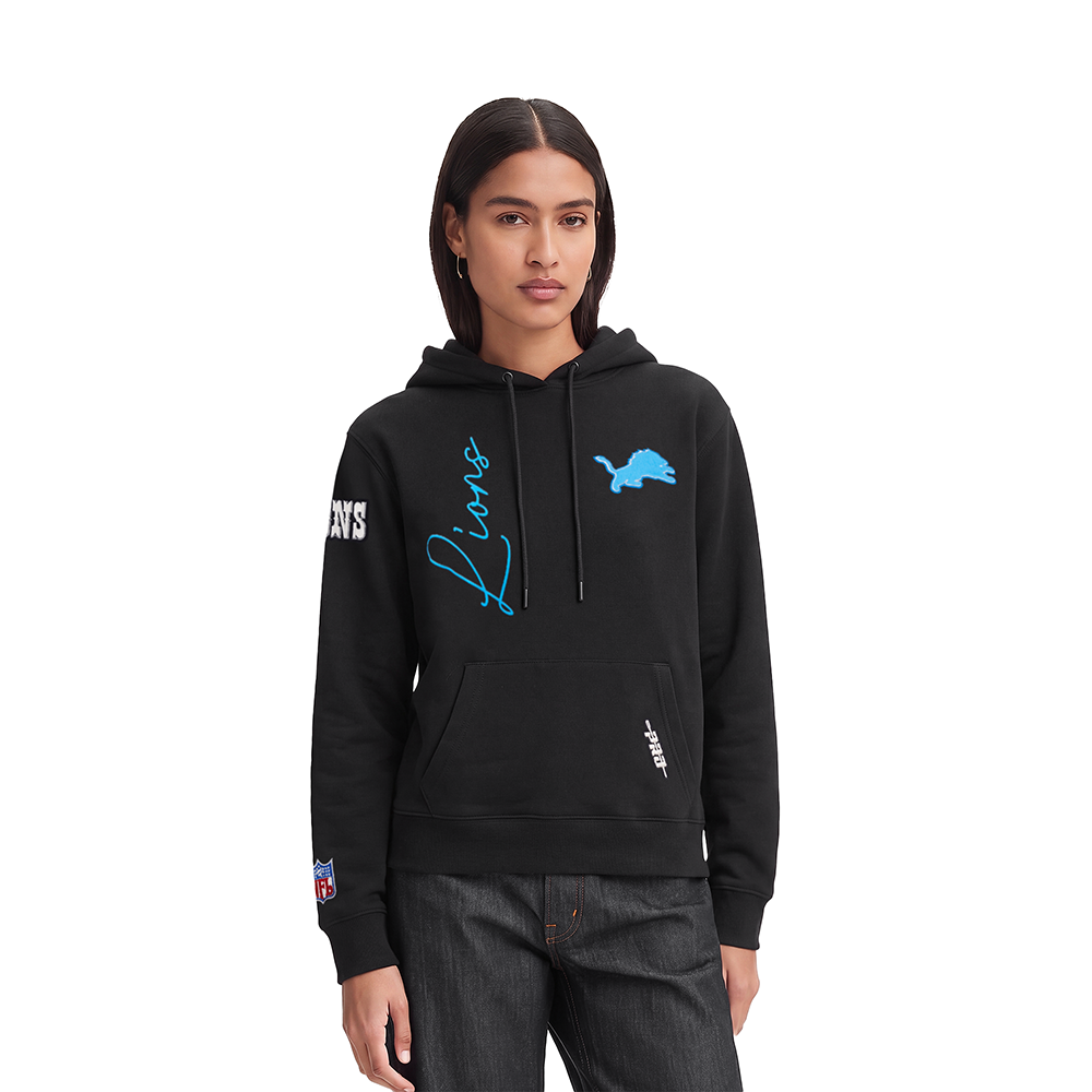 NFL DETROIT LIONS ORIGINAL PLAYERS WOMEN'S PULL OVER HOODIE (BLACK)