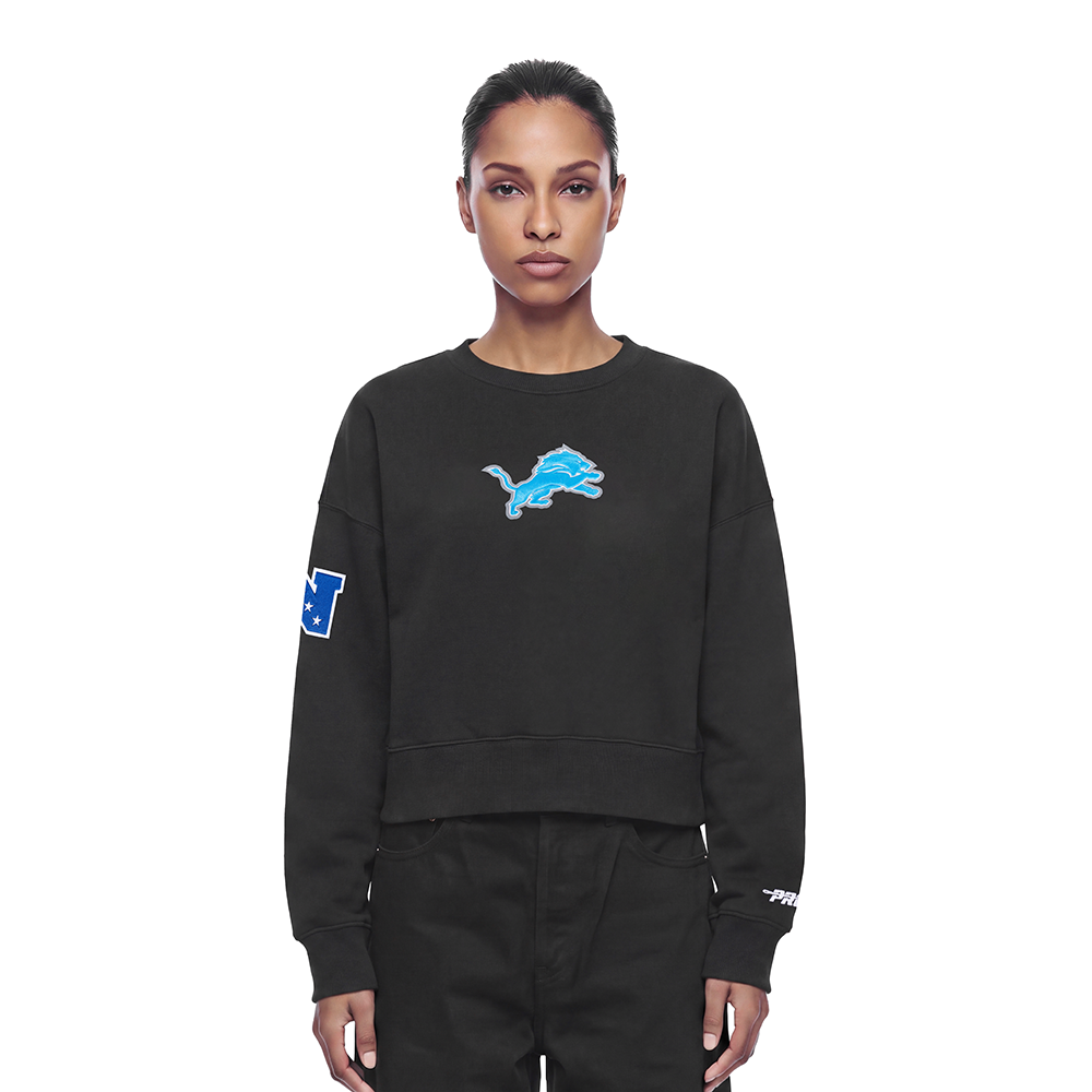 NFL DETROIT LIONS PLAYBACK WOMEN'S CREWNECK SWEATSHIRT (BLACK)