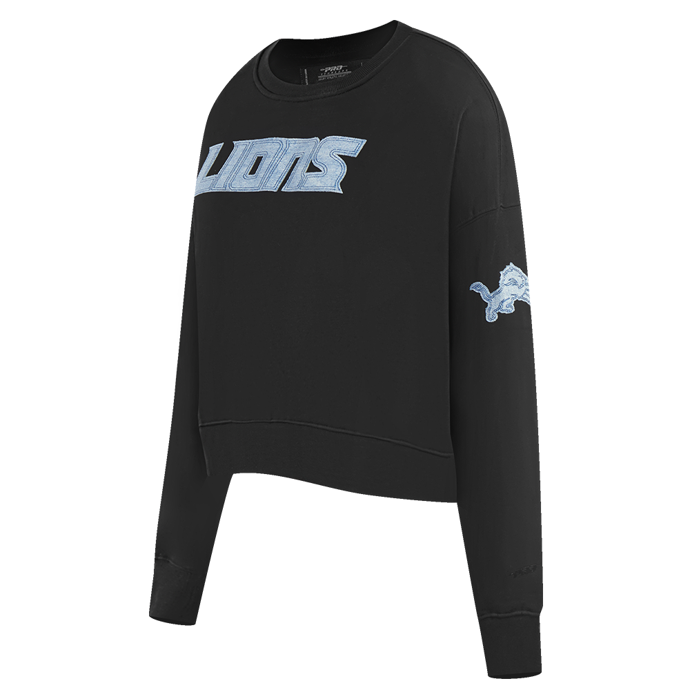 NFL DETROIT LIONS VARSITY BLUES WOMEN'S CREWNECK (BLACK)