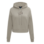NFL DETROIT LIONS NEUTRAL CROPPED FLEECE PULLOVER HOODIE (TAUPE)