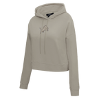NFL DETROIT LIONS NEUTRAL CROPPED FLEECE PULLOVER HOODIE (TAUPE)