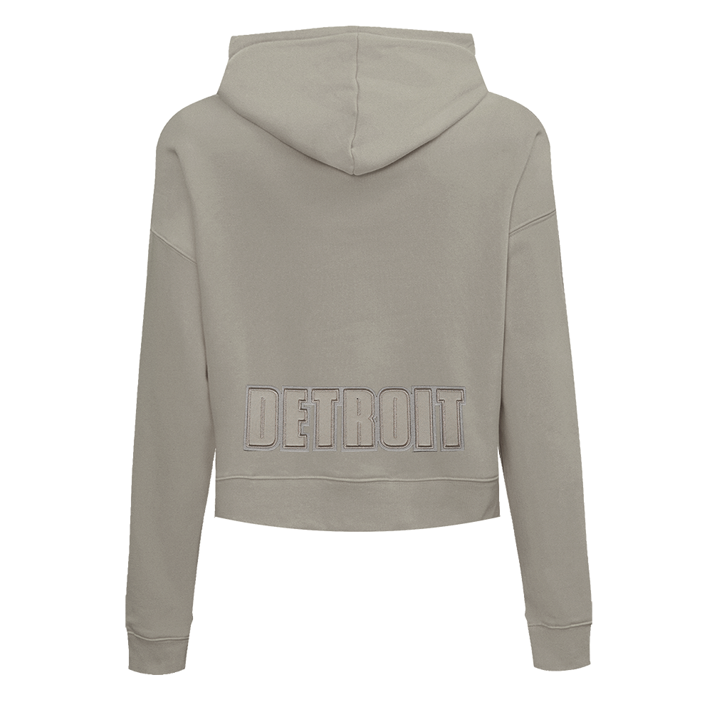 NFL DETROIT LIONS NEUTRAL CROPPED FLEECE PULLOVER HOODIE (TAUPE)