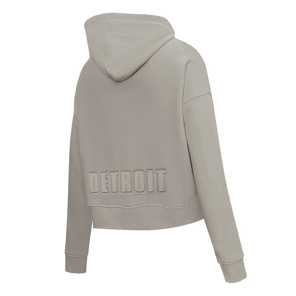 NFL DETROIT LIONS NEUTRAL CROPPED FLEECE PULLOVER HOODIE (TAUPE)