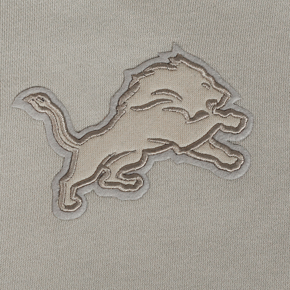 NFL DETROIT LIONS NEUTRAL CROPPED FLEECE PULLOVER HOODIE (TAUPE)