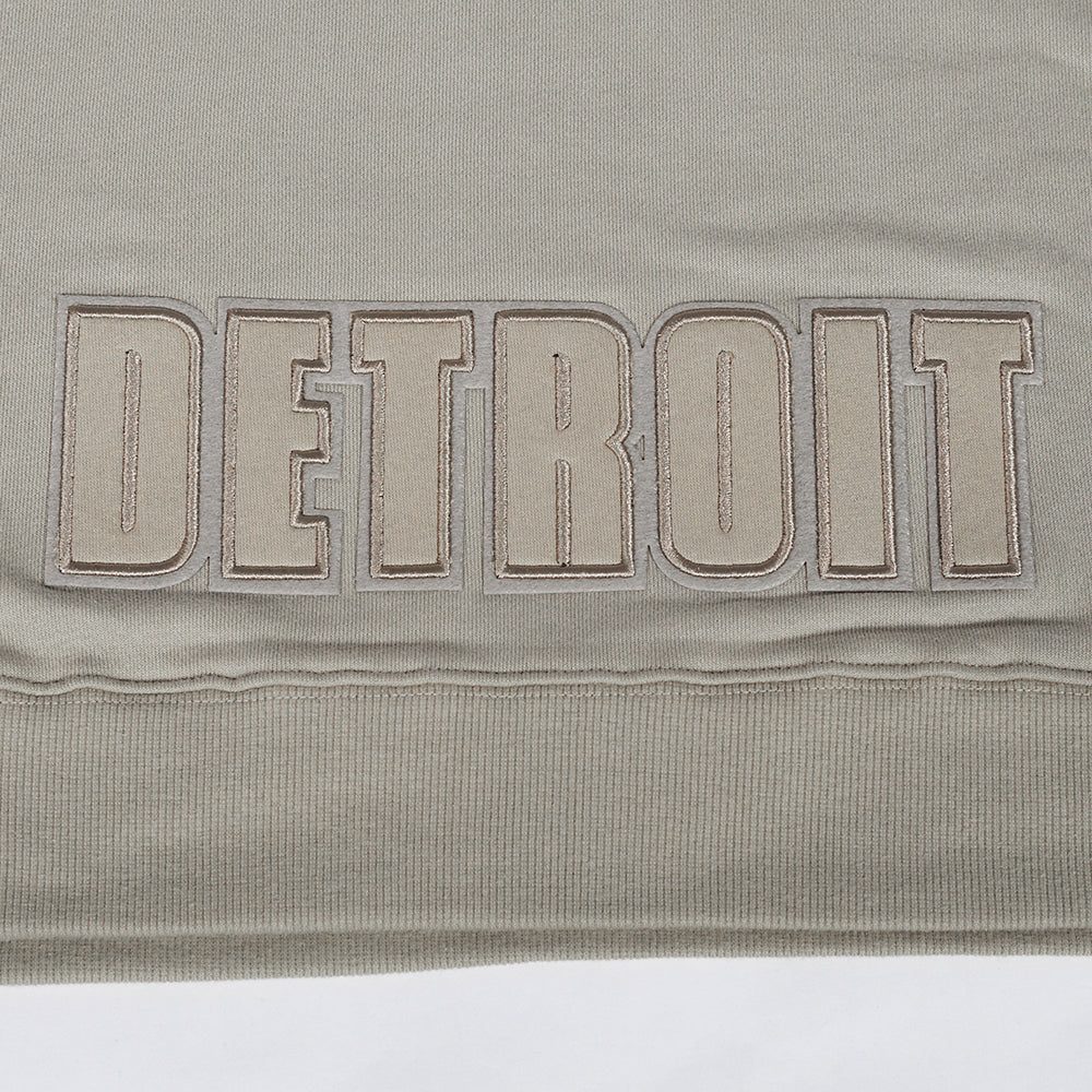NFL DETROIT LIONS NEUTRAL CROPPED FLEECE PULLOVER HOODIE (TAUPE)
