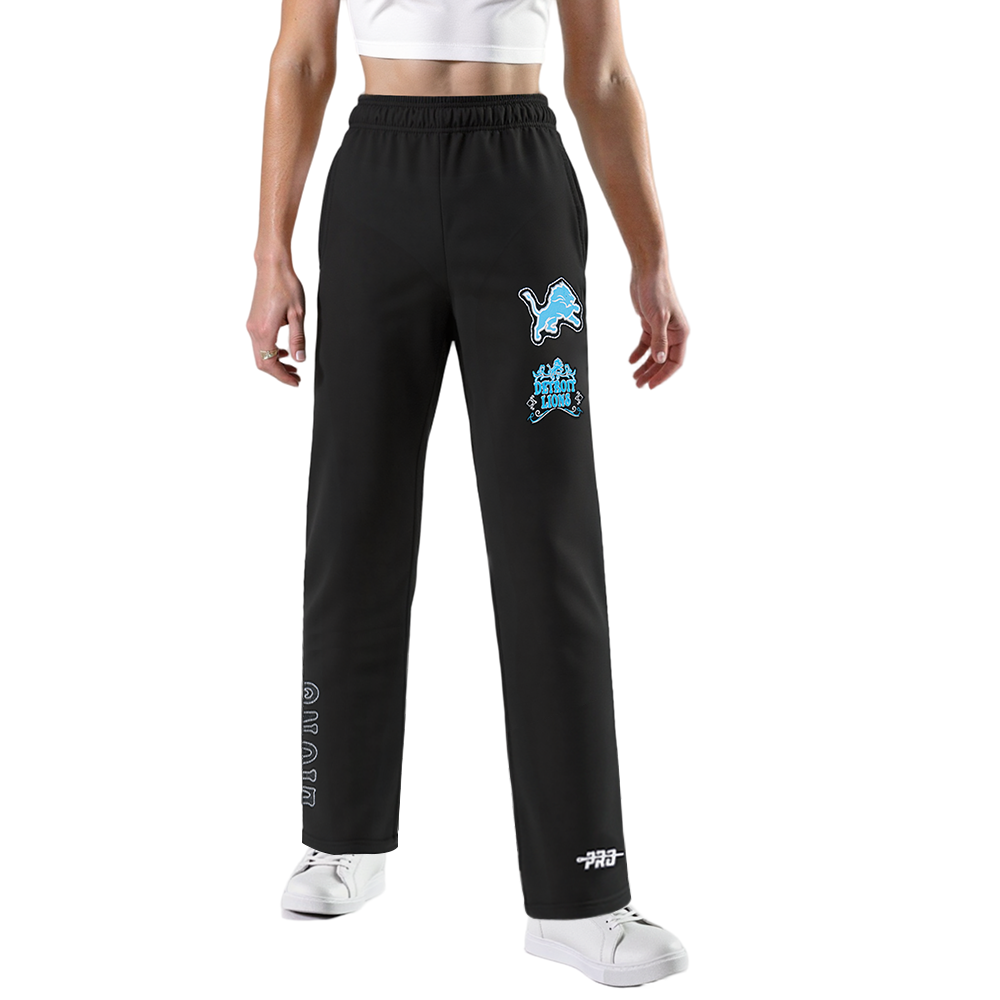 NFL DETROIT LIONS REBEL ATHLETICS WOMEN'S STRAIGHT LEG SWEATPANT (BLACK)
