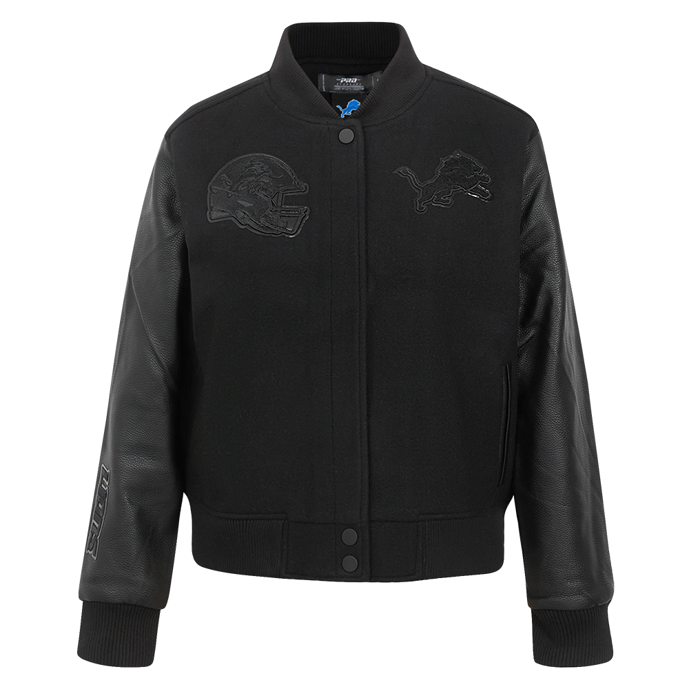 NFL DETROIT LIONS TRIPLE BLACK WOMEN'S WOOL VARSITY JACKET (TRIPLE BLACK WOMEN'S)