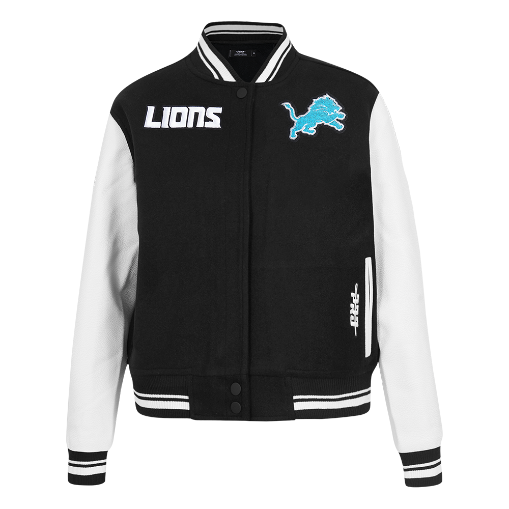NFL DETROIT LIONS GAME DAY CLASSICS BLOUSON COLLÉGIAL EN LAINE POUR FEMME (NOIR/BLANC)