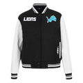 NFL DETROIT LIONS GAME DAY CLASSICS BLOUSON COLLÉGIAL EN LAINE POUR FEMME (NOIR/BLANC)