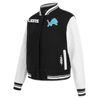NFL DETROIT LIONS GAME DAY CLASSICS BLOUSON COLLÉGIAL EN LAINE POUR FEMME (NOIR/BLANC)