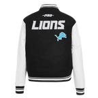 NFL DETROIT LIONS GAME DAY CLASSICS BLOUSON COLLÉGIAL EN LAINE POUR FEMME (NOIR/BLANC)