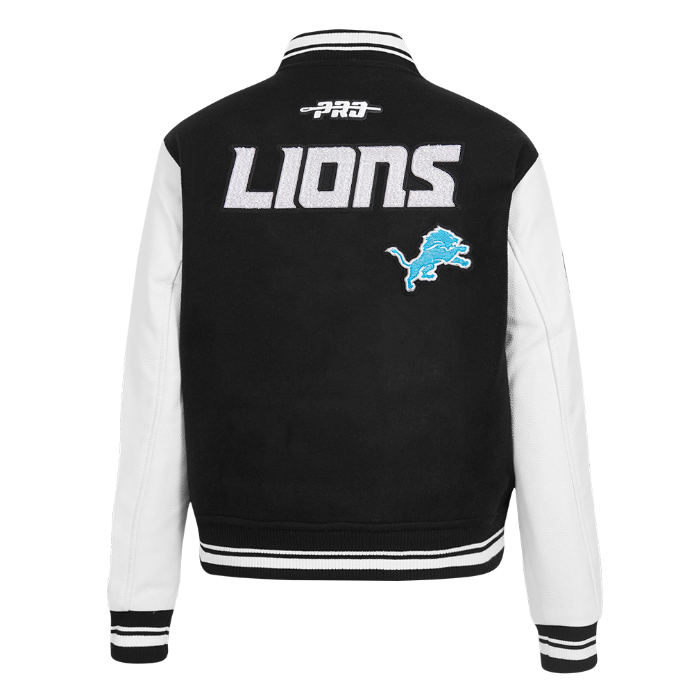 NFL DETROIT LIONS GAME DAY CLASSICS BLOUSON COLLÉGIAL EN LAINE POUR FEMME (NOIR/BLANC)