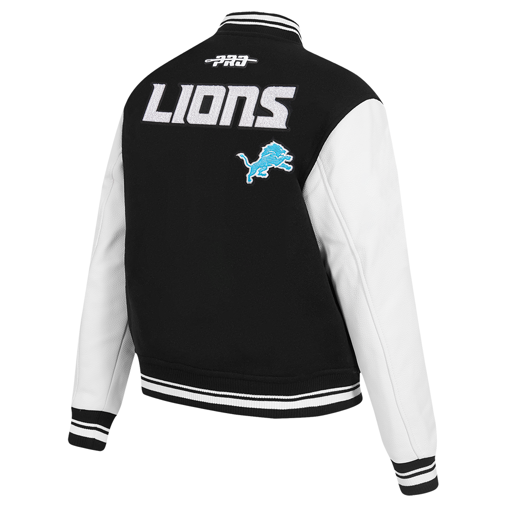 NFL DETROIT LIONS GAME DAY CLASSICS BLOUSON COLLÉGIAL EN LAINE POUR FEMME (NOIR/BLANC)