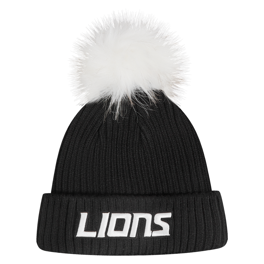 NFL DETROIT LIONS PEARLS WOMEN'S BEANIE (BLACK/WHITE/SILVER)
