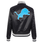 NFL DETROIT LIONS RETRO CLASSIC BLOUSON EN SATIN À BORDS CÔTELÉS POUR FEMME (NOIR)