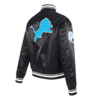 NFL DETROIT LIONS RETRO CLASSIC BLOUSON EN SATIN À BORDS CÔTELÉS POUR FEMME (NOIR)