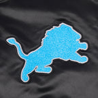 NFL DETROIT LIONS RETRO CLASSIC BLOUSON EN SATIN À BORDS CÔTELÉS POUR FEMME (NOIR)