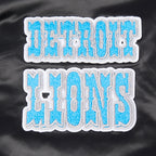 NFL DETROIT LIONS RETRO CLASSIC BLOUSON EN SATIN À BORDS CÔTELÉS POUR FEMME (NOIR)