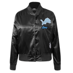 NFL DETROIT LIONS TEAM CRYSTALLINE WOMEN'S SATIN JACKET (BLACK)