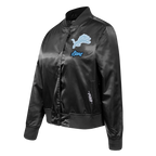 NFL DETROIT LIONS TEAM CRYSTALLINE WOMEN'S SATIN JACKET (BLACK)