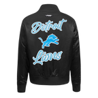 NFL DETROIT LIONS TEAM CRYSTALLINE WOMEN'S SATIN JACKET (BLACK)