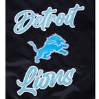 NFL DETROIT LIONS TEAM CRYSTALLINE WOMEN'S SATIN JACKET (BLACK)
