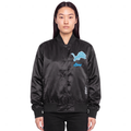 NFL DETROIT LIONS TEAM CRYSTALLINE WOMEN'S SATIN JACKET (BLACK)