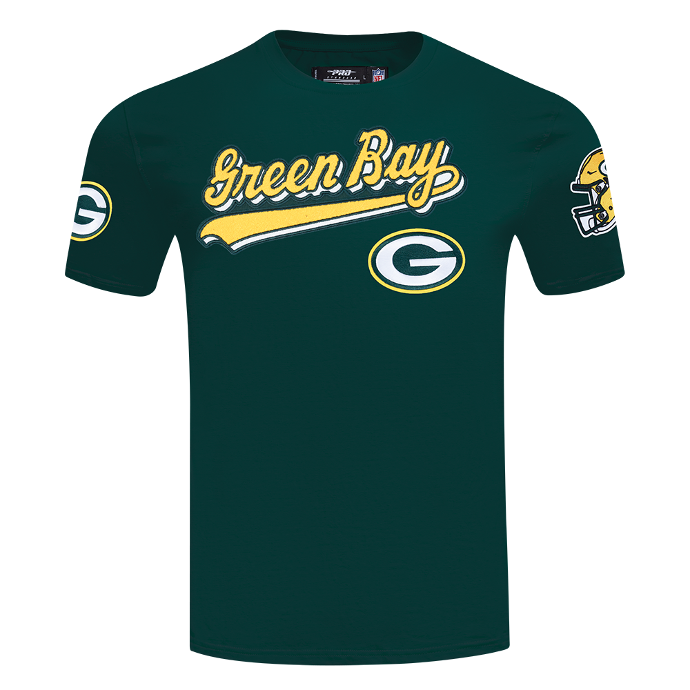 NFL GREEN BAY PACKERS SCRIPT TAIL T-SHIRT EN JERSEY SIMPLE POUR HOMME (VERT FORÊT)