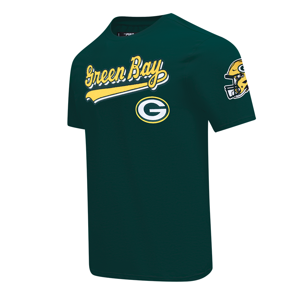 NFL GREEN BAY PACKERS SCRIPT TAIL T-SHIRT EN JERSEY SIMPLE POUR HOMME (VERT FORÊT)
