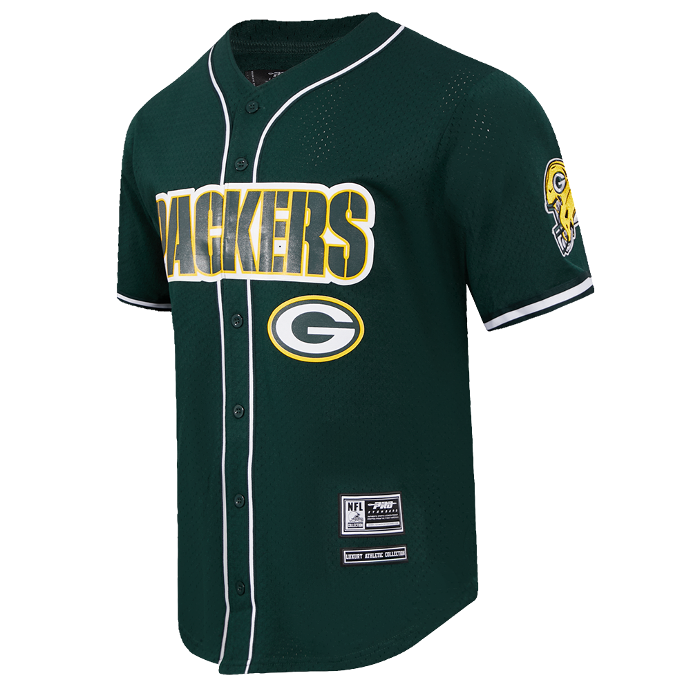 NFL GREEN BAY PACKERS MESH BUTTON UP SHIRT (FOREST GREEN)