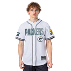 NFL GREEN BAY PACKERS MESH BUTTON UP SHIRT (WHITE / BLACK / WHTE)