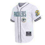 NFL GREEN BAY PACKERS MESH BUTTON UP SHIRT (WHITE / BLACK / WHTE)