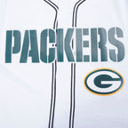 NFL GREEN BAY PACKERS MESH BUTTON UP SHIRT (WHITE / BLACK / WHTE)