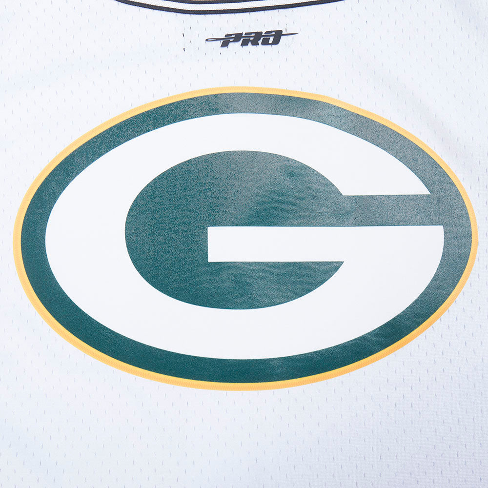 NFL GREEN BAY PACKERS MESH BUTTON UP SHIRT (WHITE / BLACK / WHTE)