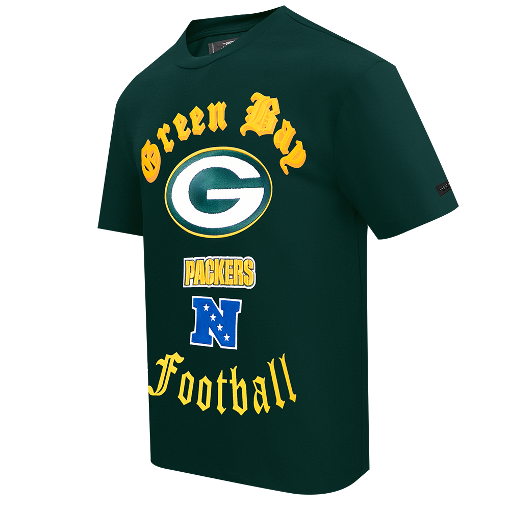 NFL GREEN BAY PACKERS OLD ENGLISH T-SHIRT POUR HOMME (VERT FORÊT)