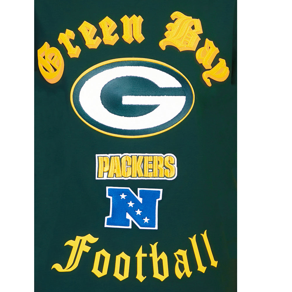NFL GREEN BAY PACKERS OLD ENGLISH T-SHIRT POUR HOMME (VERT FORÊT)
