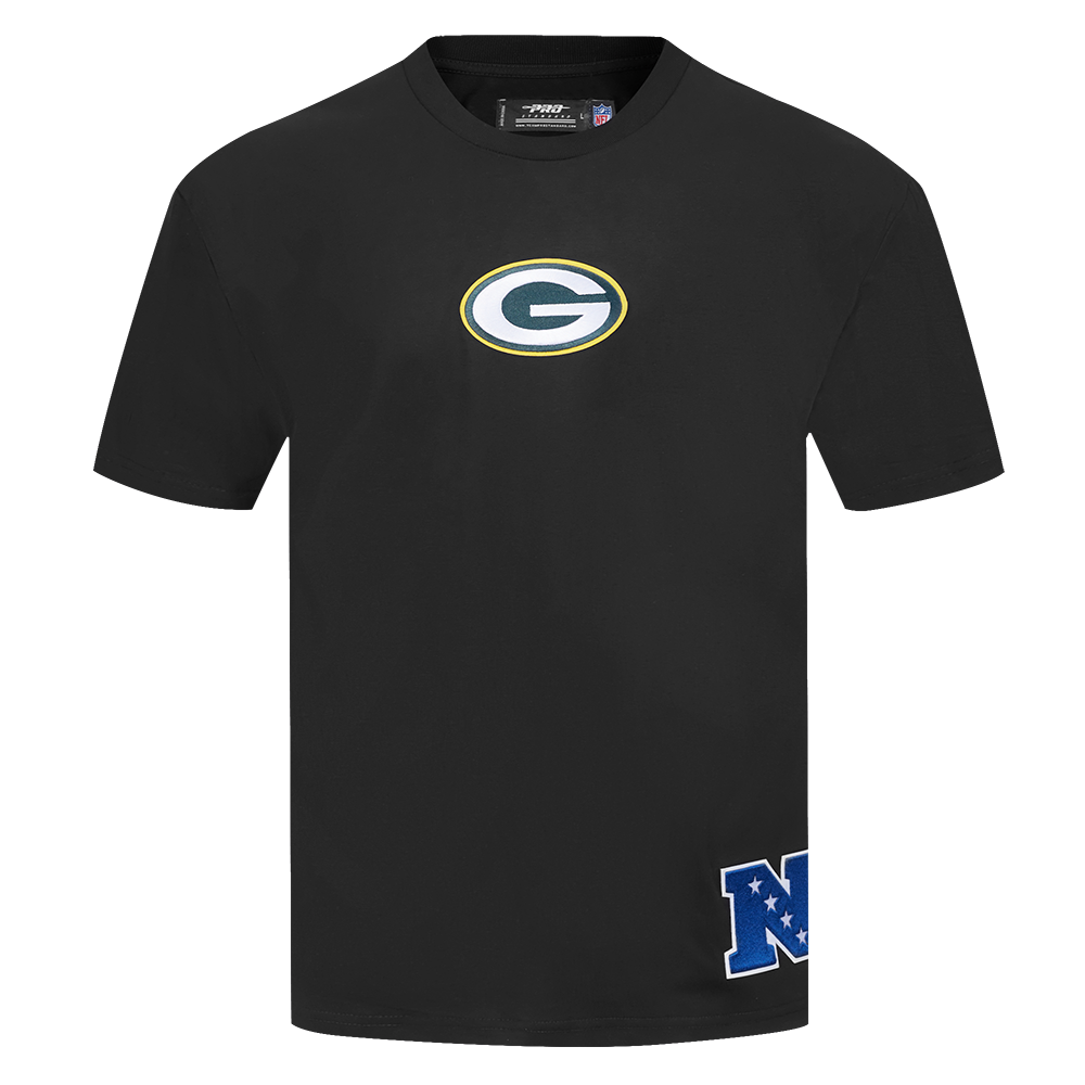 NFL GREEN BAY PACKERS WINGSPAN T-SHIRT EN JERSEY DE COTON À ÉPAULES TOMBANTES POUR HOMME (NOIR)