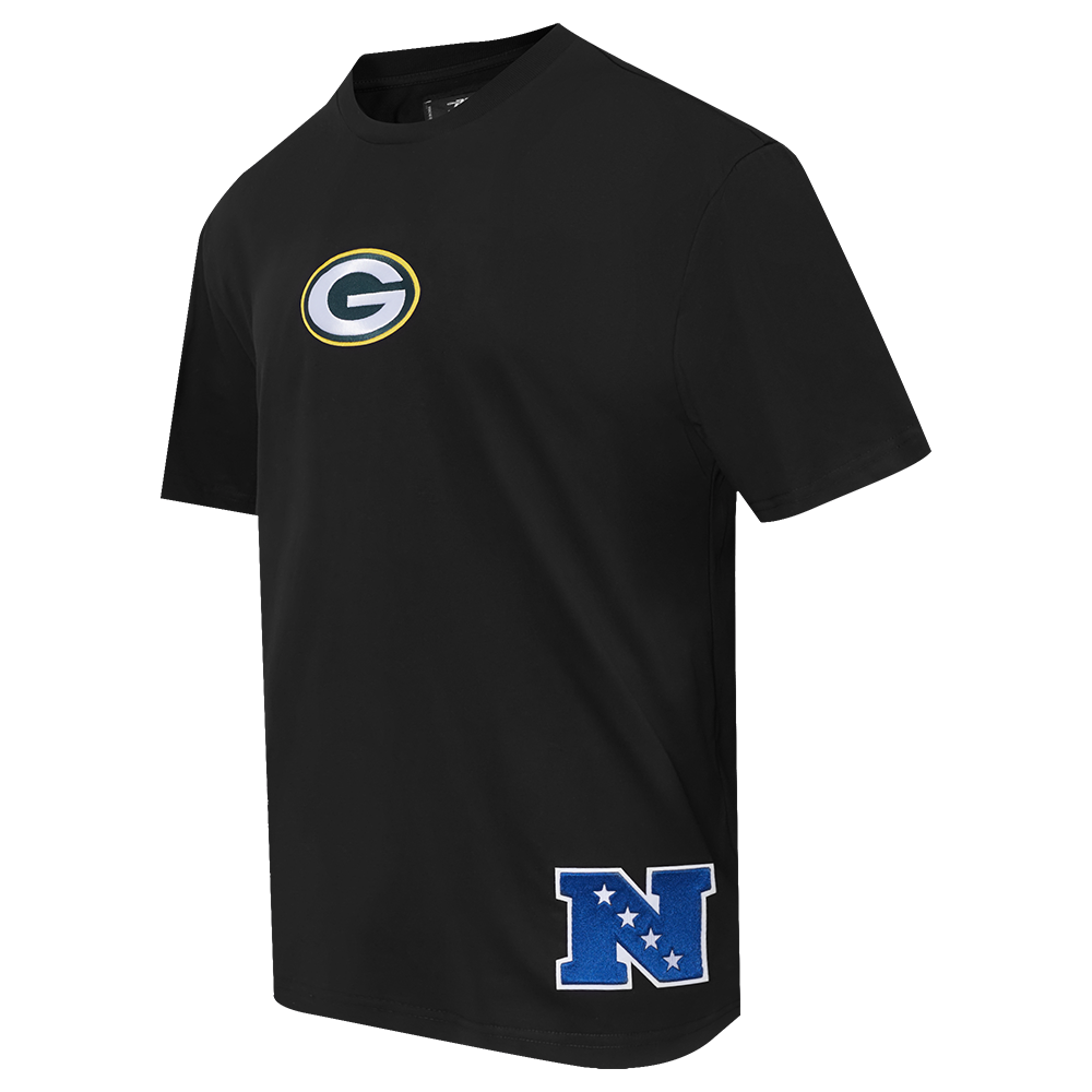 NFL GREEN BAY PACKERS WINGSPAN T-SHIRT EN JERSEY DE COTON À ÉPAULES TOMBANTES POUR HOMME (NOIR)