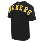 NFL GREEN BAY PACKERS WINGSPAN T-SHIRT EN JERSEY DE COTON À ÉPAULES TOMBANTES POUR HOMME (NOIR)
