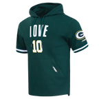NFL GREEN BAY PACKERS JORDAN LOVE #10 CLASSIC CHANDAIL À CAPUCHON À MANCHES COURTES POUR HOMME (VERT FORÊT)