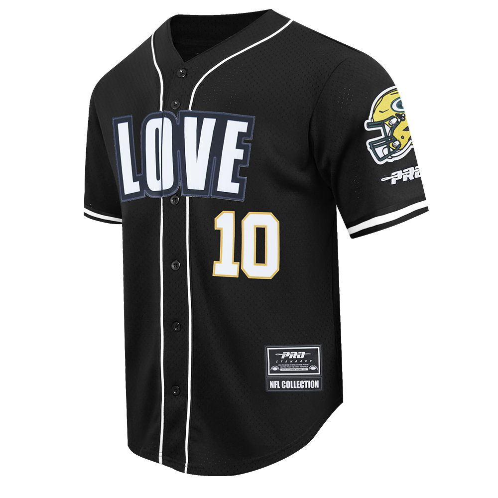 NFL GREEN BAY PACKERS JORDAN LOVE #10 CLASSIC MESH PNN CHEMISE BOUTONNÉE EN FILET POUR HOMME (NOIR)
