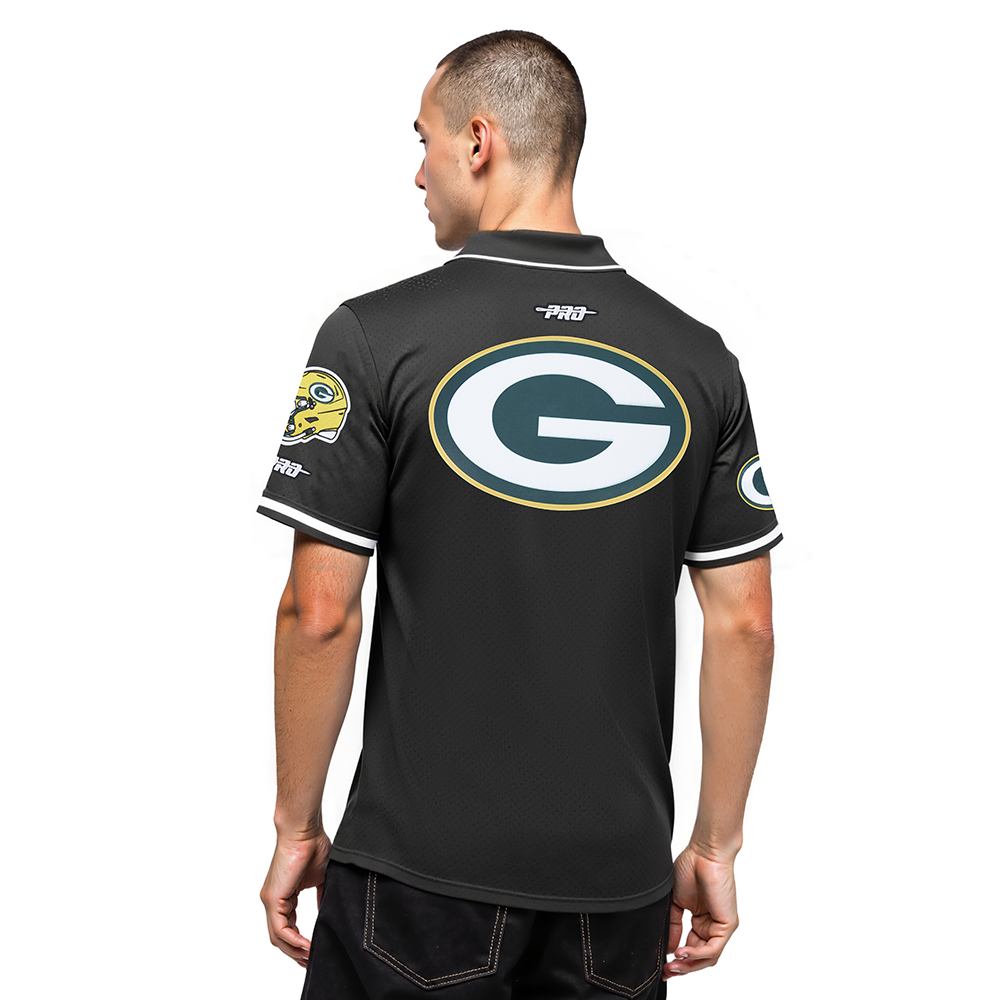NFL GREEN BAY PACKERS JORDAN LOVE #10 CLASSIC MESH PNN CHEMISE BOUTONNÉE EN FILET POUR HOMME (NOIR)