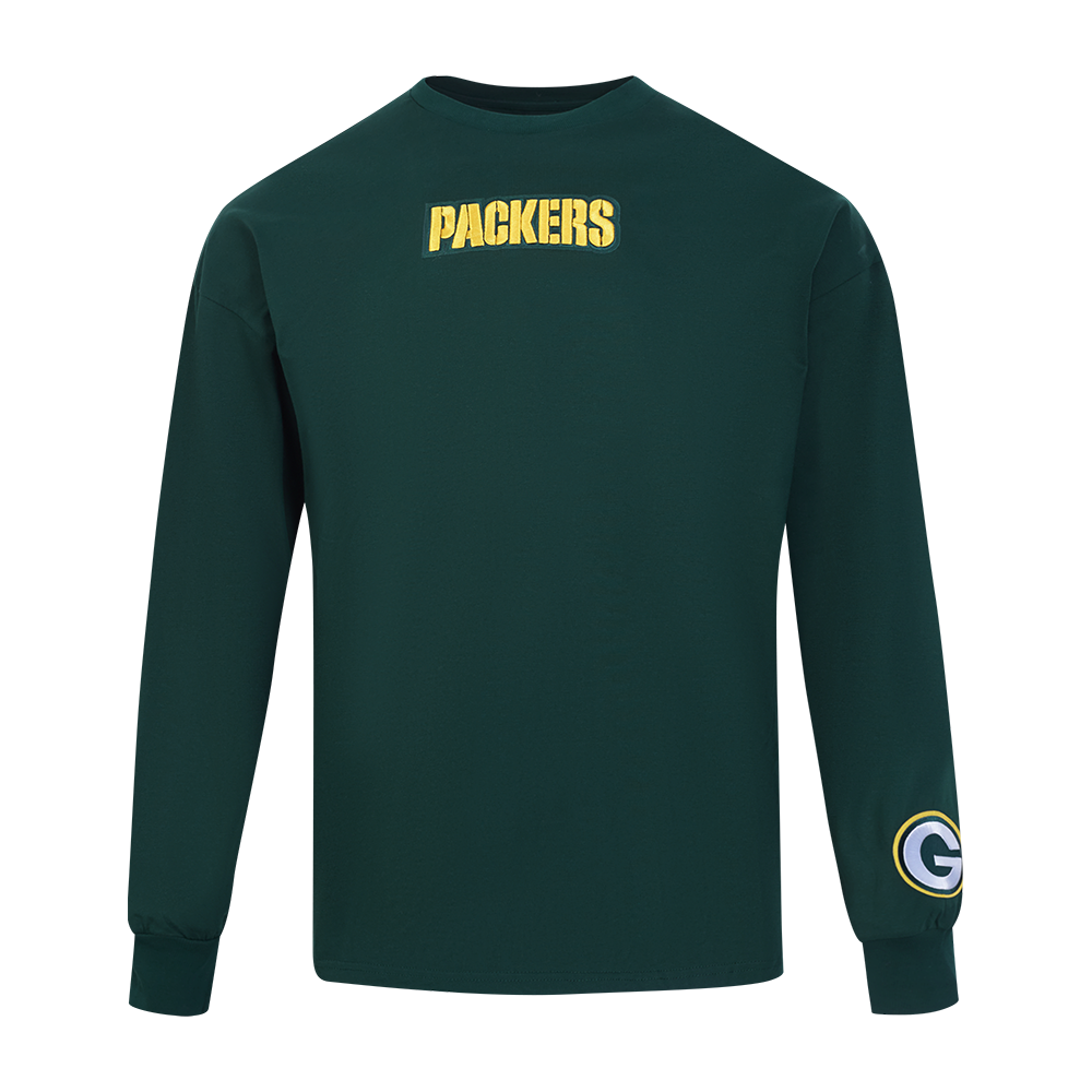 NFL GREEN BAY PACKERS WINGSPAN MEN'S DROP SHOULDER LONG SLEEVE TEE (FOREST GREEN)