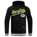 NFL GREEN BAY PACKERS SCRIPT TAIL CHANDAIL À CAPUCHON EN MOLLETON CÔTELÉ POUR HOMME (NOIR)