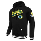 NFL GREEN BAY PACKERS SCRIPT TAIL CHANDAIL À CAPUCHON EN MOLLETON CÔTELÉ POUR HOMME (NOIR)