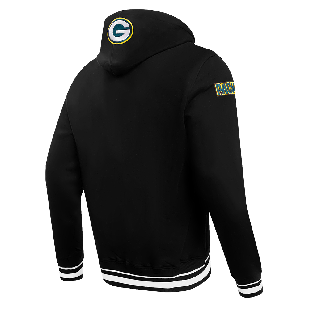 NFL GREEN BAY PACKERS SCRIPT TAIL CHANDAIL À CAPUCHON EN MOLLETON CÔTELÉ POUR HOMME (NOIR)